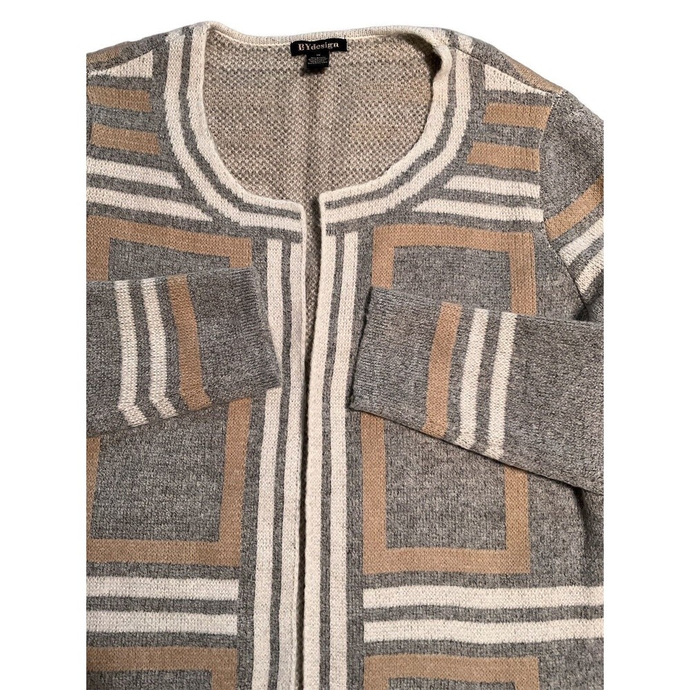 By Design Long Cardigan 1X‎ Tan/gray/ivory